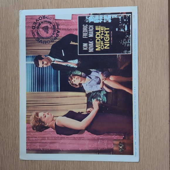 Columbia Pictures Other - VTG "Middle of the Night" Movie Lobby Card